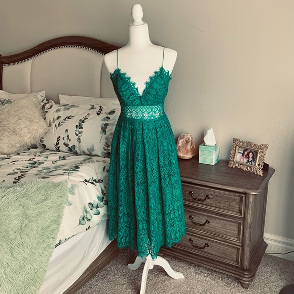 slim fit dress slacks Andrea & Leo A1421 Lace Beaded Floral Mermaid Dress, Sage / 12 main image 0